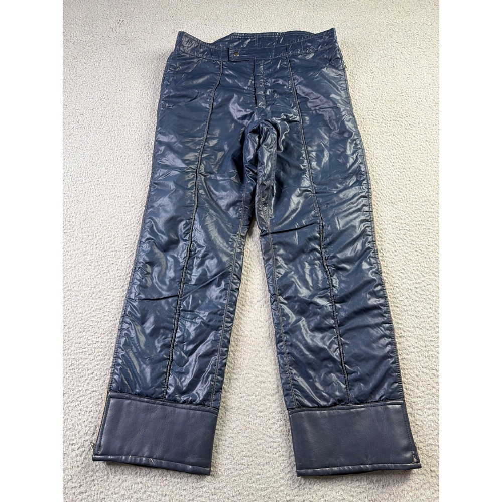 Obermeyer Ski Pants Mens R Navy Blue Quilted Insulated Full Zip Vintage